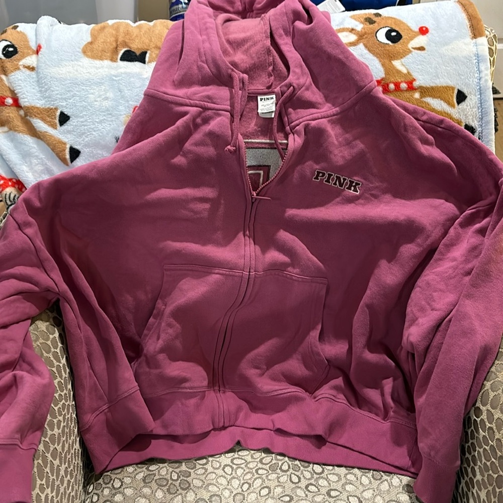VS Pink Ivy Fleece Campus Full Zip Hoodie